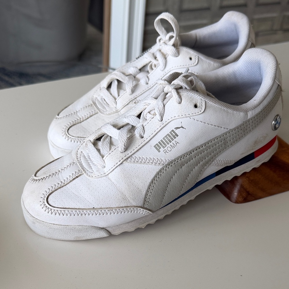 Puma BMW Motor Sport White and Gray Roma Sneakers